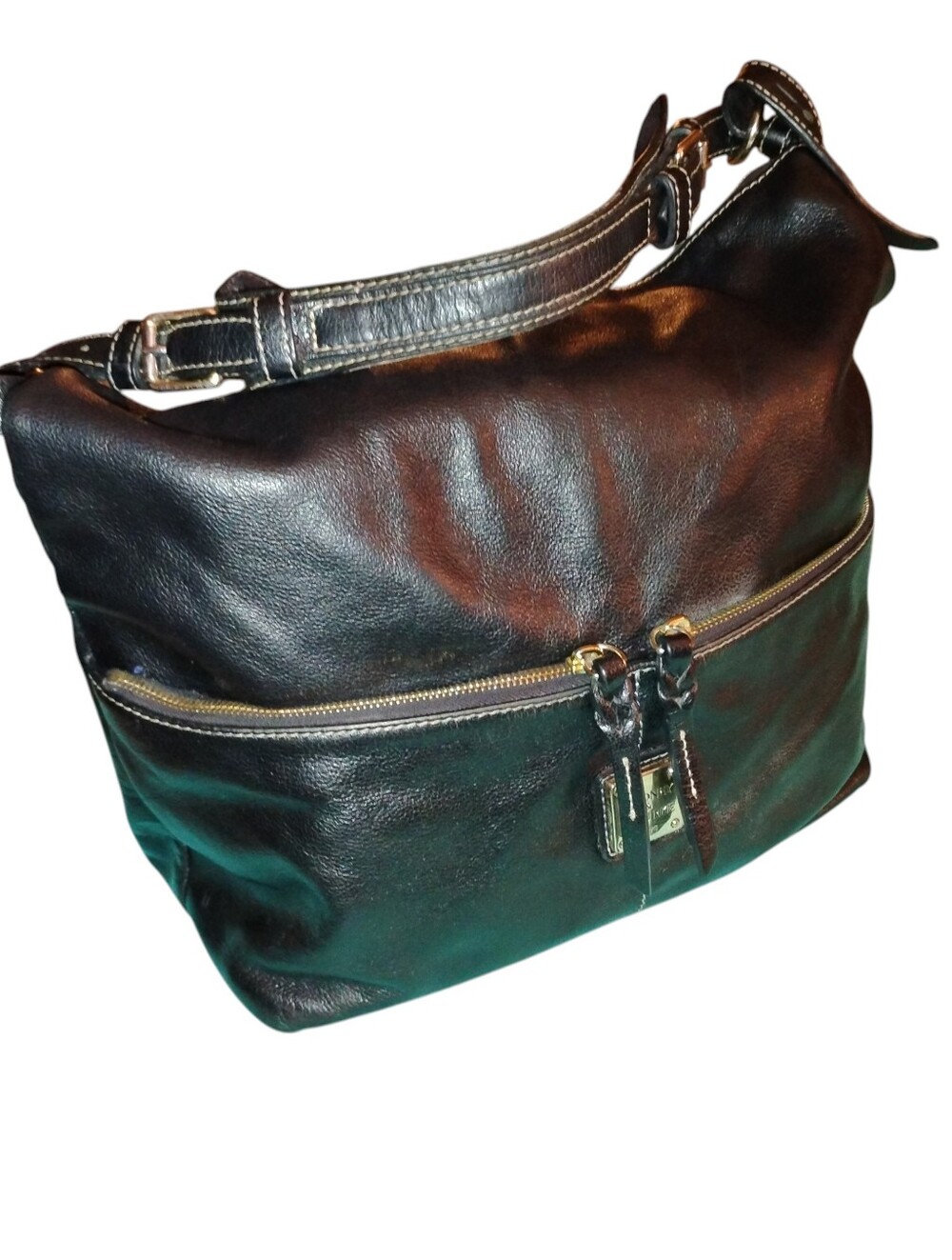 Vintage Dooney & Bourke Dillen Double Pocket Hobo Shoulder Bag Black